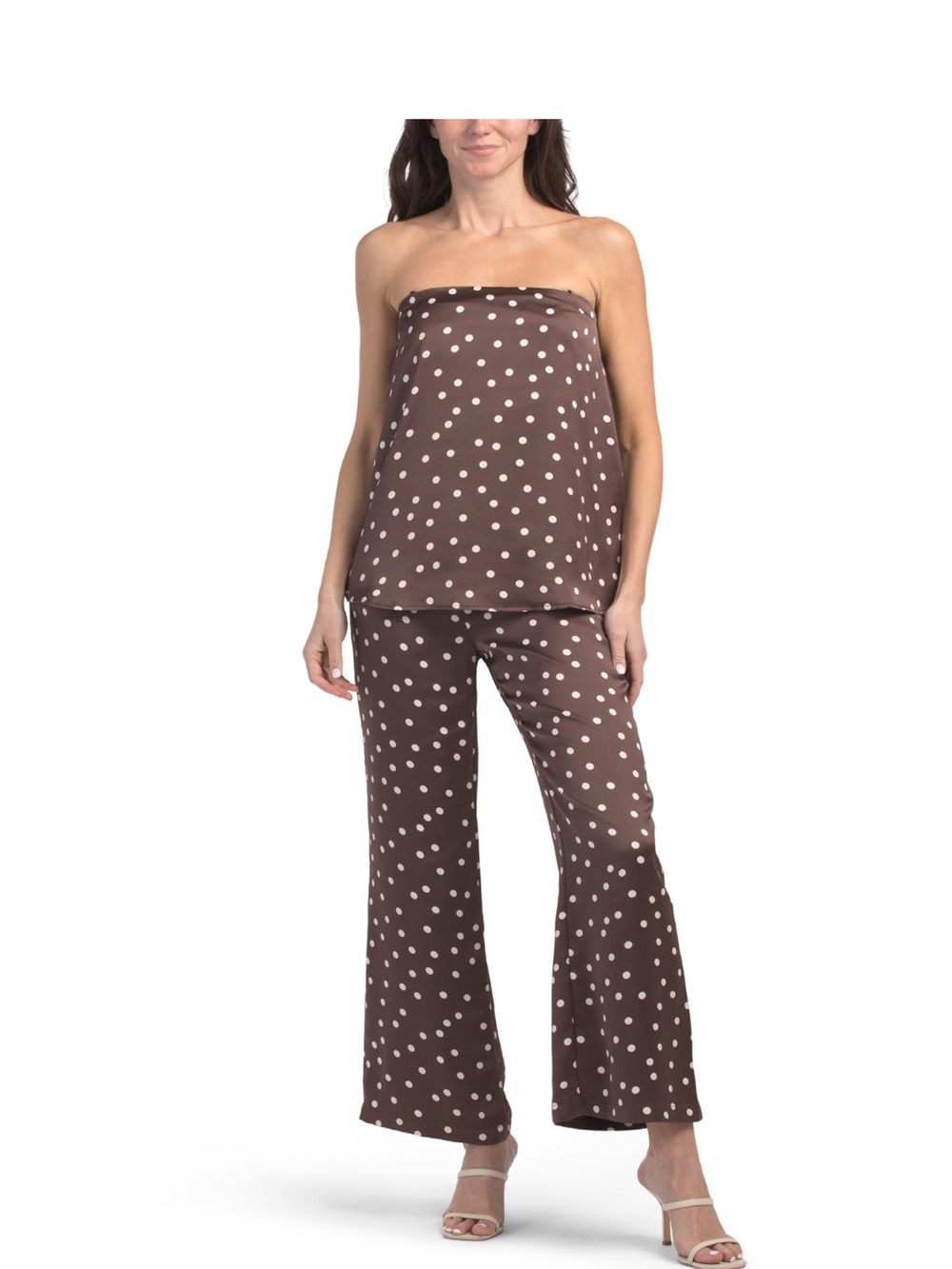 2-Piece Strapless Satin Top & Pants Set